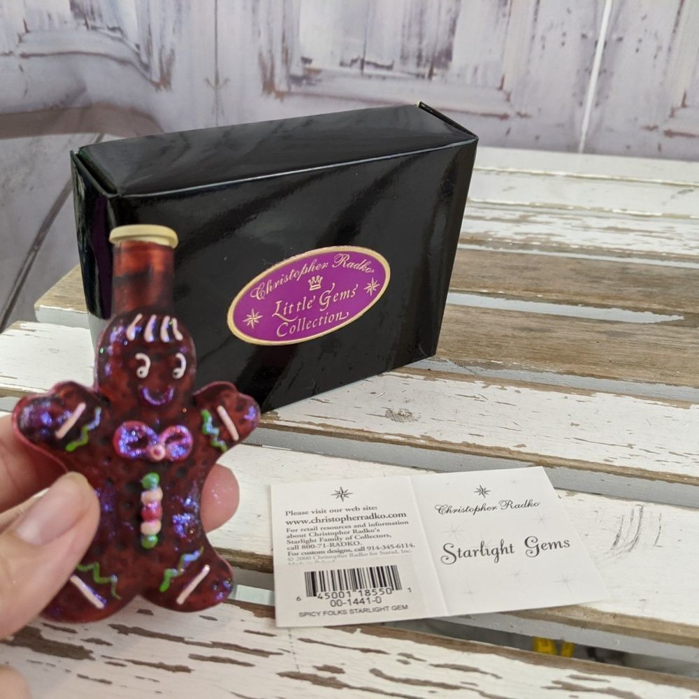 Radko spicy‎ folk gingerbread man starlight gems RA